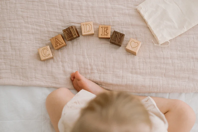 personalized name puzzle with natural wood finish