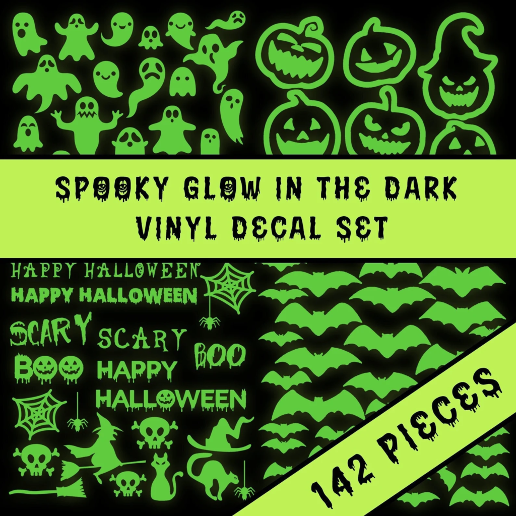 spooky glow in the dark vinyl decal set for kids